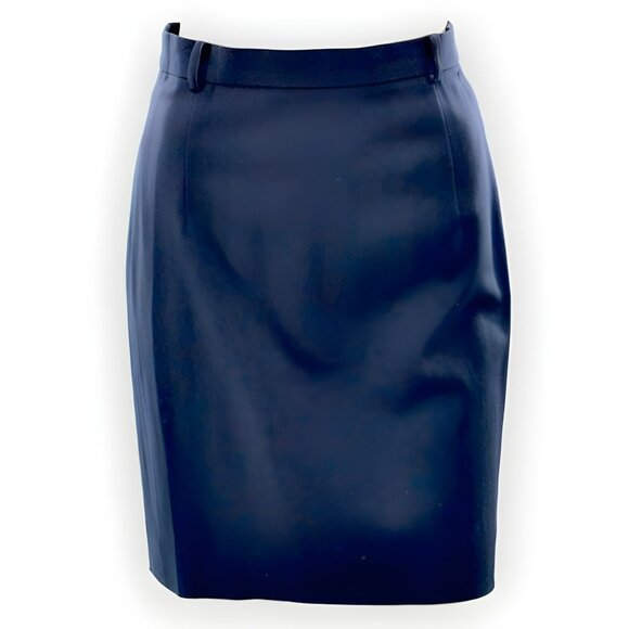 Vintage 80's MONDI Virgin Wool Navy Blue Pencil Mini High Waist Skirt 34 US 0/2